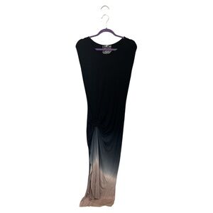 Young Fabulous & Broke Black to Taupe Ombre Maxi Dress with Side Knot